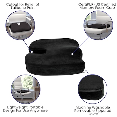 Orthopedic Memory Foam Compact Seat Cushion for Tailbone Pain Relief -  Washable
