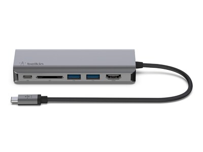 Belkin USB-C 6-in-1 Multiport Adapter, Gray (AVC008btSGY)