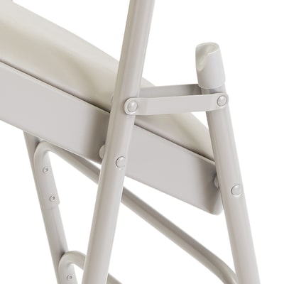 NPS 1200 Series Vinyl Padded Premium Folding Chairs, Warm Grey/Grey, 4/Pack (1202/4)