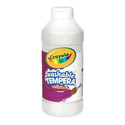 Crayola® Artista II® Washable Tempera Paint, White, 16 oz. Bottle, Pack of 6 (BIN311553-6)