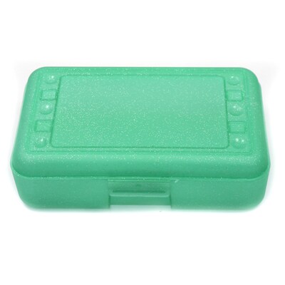 Romanoff Plastic Latch Pencil Case, Lime Sparkle, Pack of 12 (ROM60285-12)