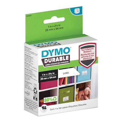 DYMO LabelWriter 1976411 Durable Industrial Labels, 2-1/8 x 1, Black on White, 160 Labels/Roll (19