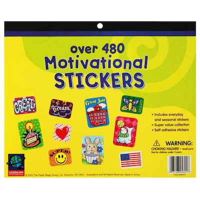 Eureka Jumbo Motivational Sticker Book, 480 Stickers Per Book, Pack of 3 (EU-458010-3)