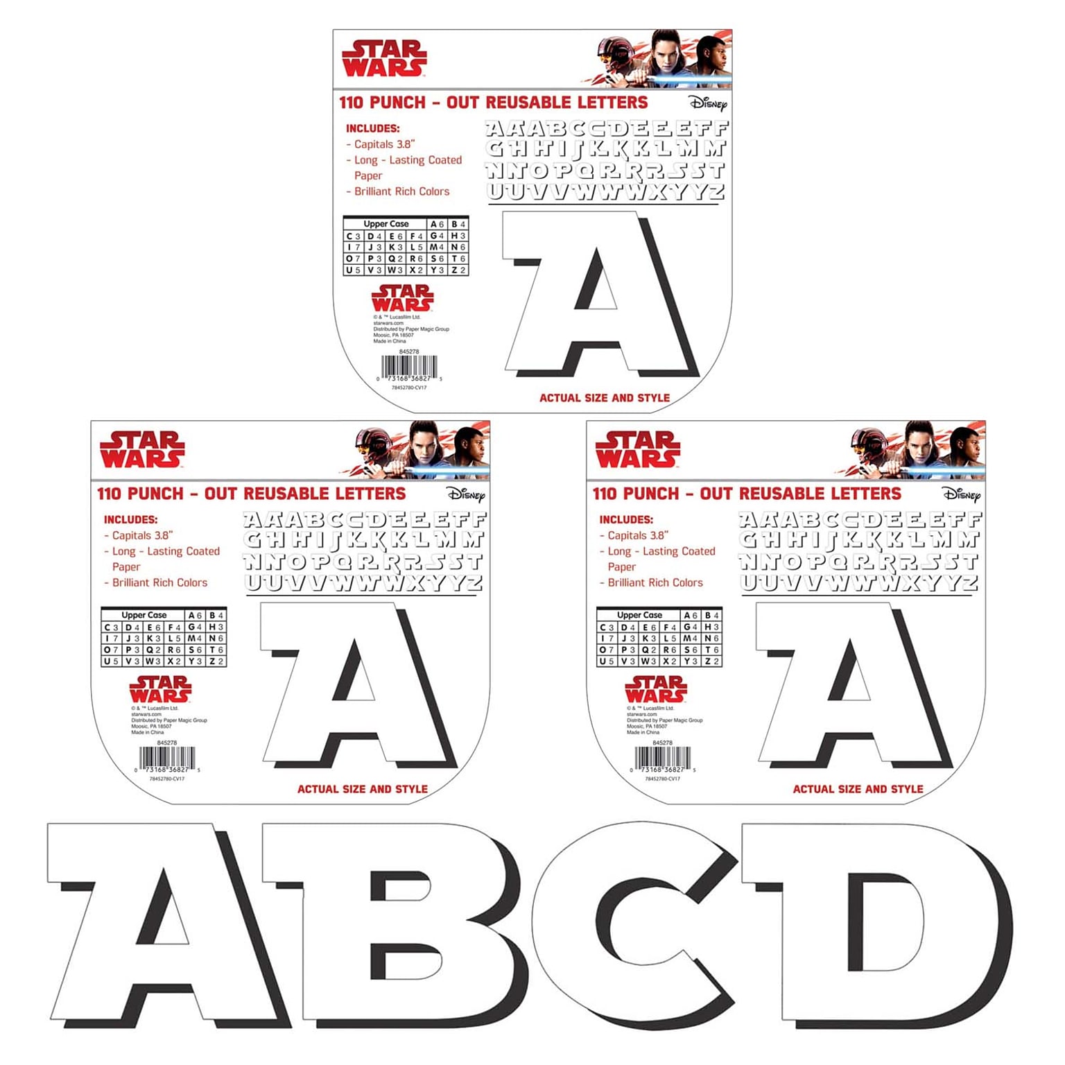 Eureka® Star Wars™ Super Troopers Reusable Punch Out Deco Letters, White, 110 Per Pack, 3 Packs (EU-845278-3)