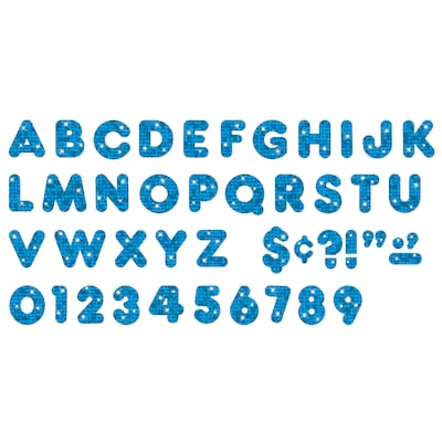 TREND 4" Casual Uppercase Ready Letters®, Blue Sparkle, 71 Per Pack, 3 Packs (T-1617-3)