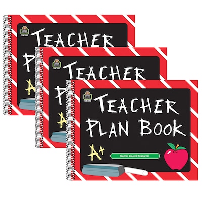 Teacher Created Resources® Chalkboard Teacher Plan Book, 12 x 9.5, Pack of 3 (TCR2093-3)
