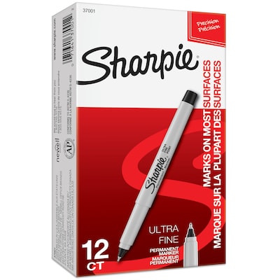 Sharpie Permanent Marker, Ultra Fine Tip, Black, Dozen (37001