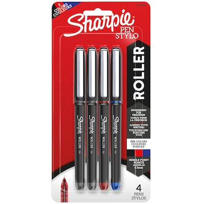 Sharpie Rollerball Pen, Needle Point  Precision Pen, Assorted Color Ink, 4 Count (2093224)