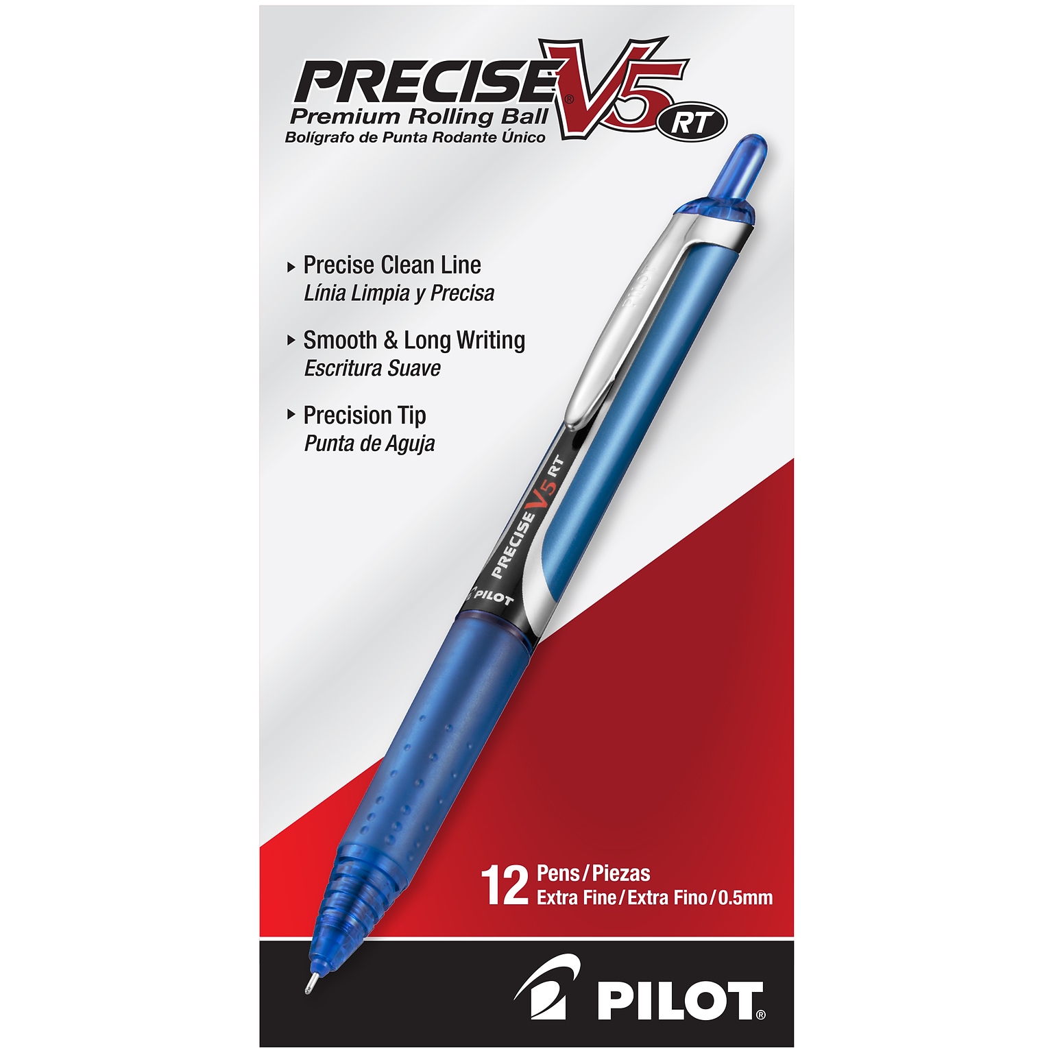 Pilot Precise V5 RT Retractable Rollerball Pens, Extra Fine Point, Blue  Ink, Dozen (26063) | Quill.com