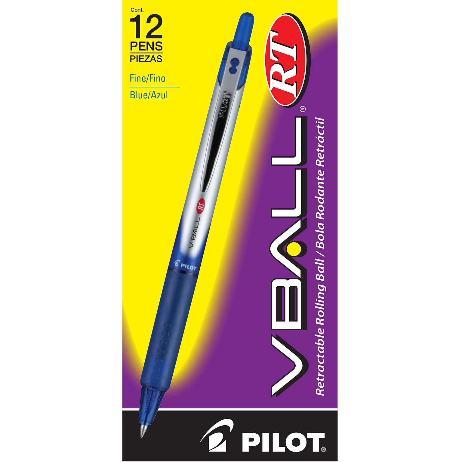 Pilot VBall RT Retractable Rollerball Pens, Fine Point, Blue Ink, Dozen  (26207) | Quill.com