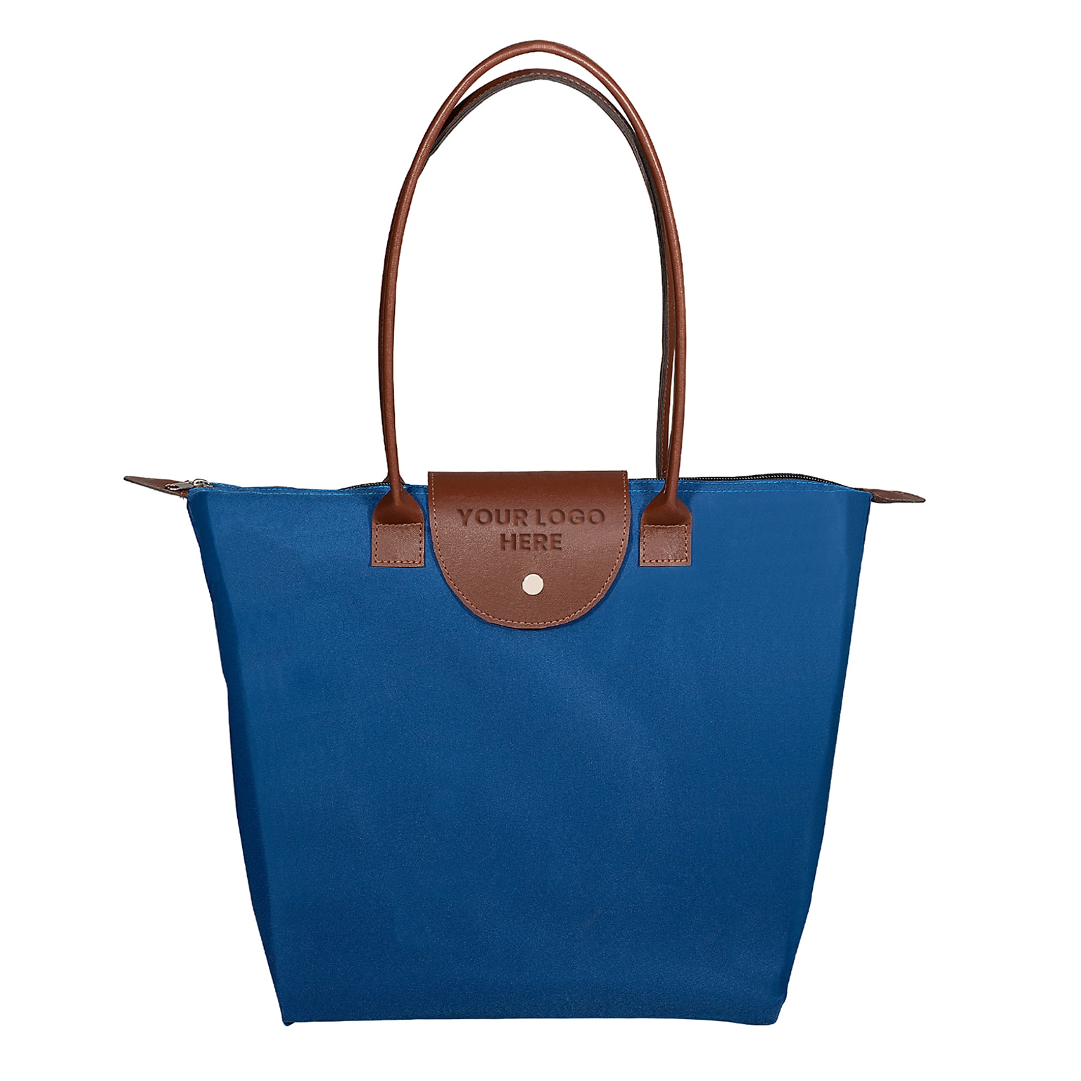 Custom Folding Tote With Leather Flap Closure; 15-1/2x13, (QL47206)