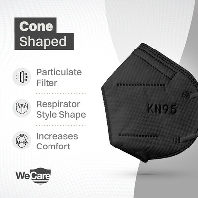 WeCare KN95 Disposable Face Mask, Adult, Black, 20 Masks/Box, 3 Boxes/Pack  (TBN202934) | Quill.com