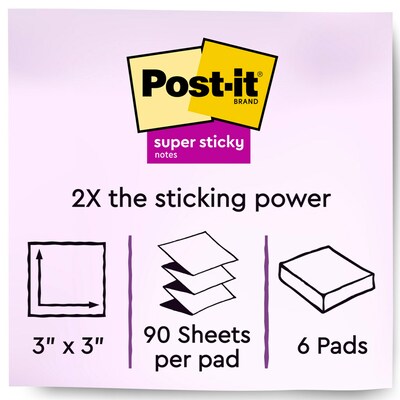 Post-it® Super Sticky Notes, Assorted Sizes, Supernova Neons Collection,  Lined and unlined, 4 Pads/Pack, 45 Sheets/Pad