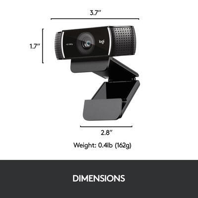 Logitech C922 Pro Stream Webcam 1080P Camera for HD Video Streaming, Black  (960-001087) | Quill.com