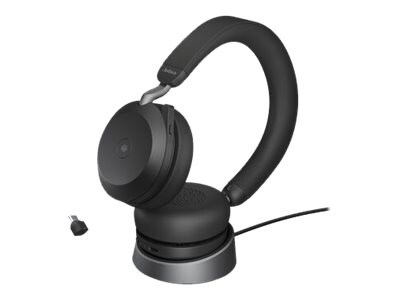 jabra Evolve2 75 MS Wireless Noise Canceling Bluetooth Mobile On Ear Headset, MS Certified, Black (27599-999-889)