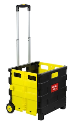Mount-It! Rolling Utility Cart, Folding and Collapsible, 55 lbs., Black/Yellow (MI-904)