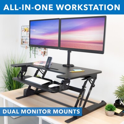 Standing desk converter with deals dual monitor mount