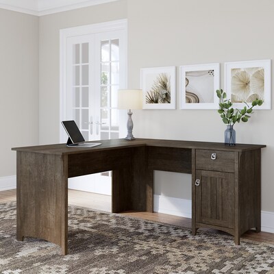 Bush Furniture Salinas 60W L Shaped Desk with Storage, Ash Brown (SAD160ABR-03)