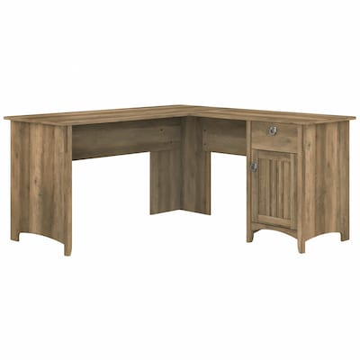 Bush Furniture Salinas 60"W L Shaped Desk with Storage, Reclaimed Pine (SAD160RCP-03)