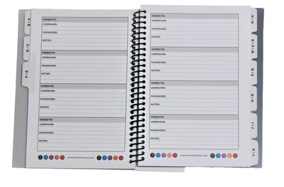 RE-FOCUS THE CREATIVE OFFICE 5.5" x 7" Small Password Keeper Book, White/Purple (11002)
