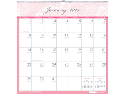 2023 House of Doolittle Breast Cancer Awareness 12 x 12 Monthly Wall Calendar, White/Pink (3671-23)