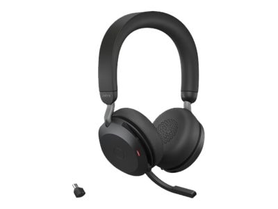 jabra Evolve2 75 Wireless Noise Canceling Bluetooth Stereo Mobile On Ear Headset, USB-C, Black (2759