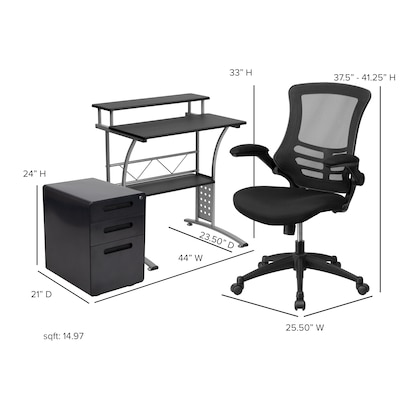 Flash Furniture 28" Desk Office Bundle Set, Black (BLNCLIFAPPX5BK)