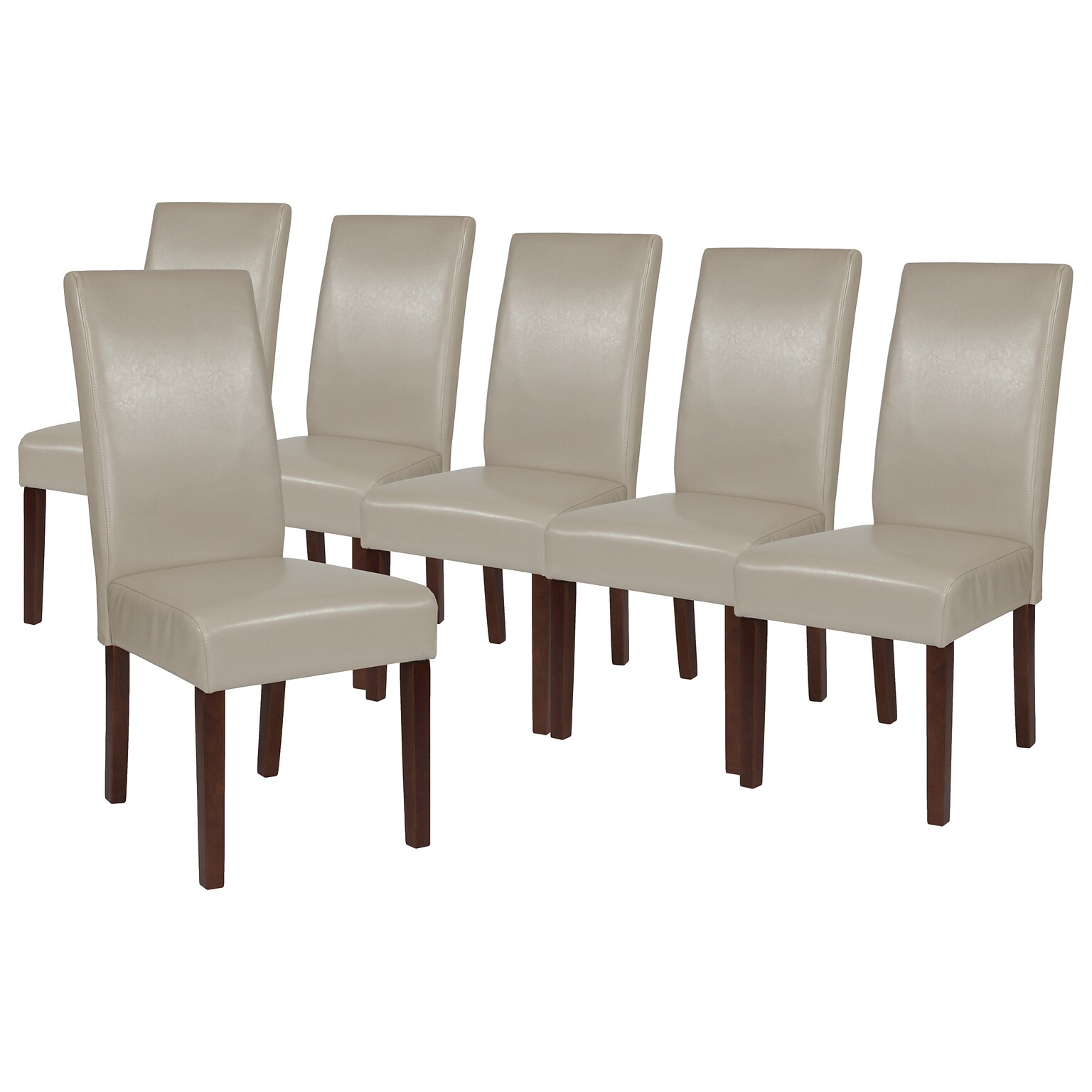 Flash Furniture Greenwich Series Midcentury LeatherSoft Parsons Dining Chair, Beige, 6/Pack (6QYA379061BGL)