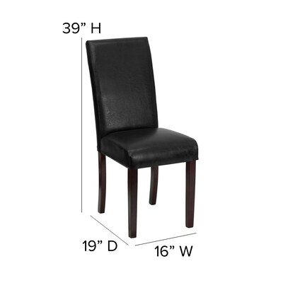 Flash Furniture Contemporary LeatherSoft Parsons Dining Chair, Black, 6/Pack (6BT350BKLEA023)