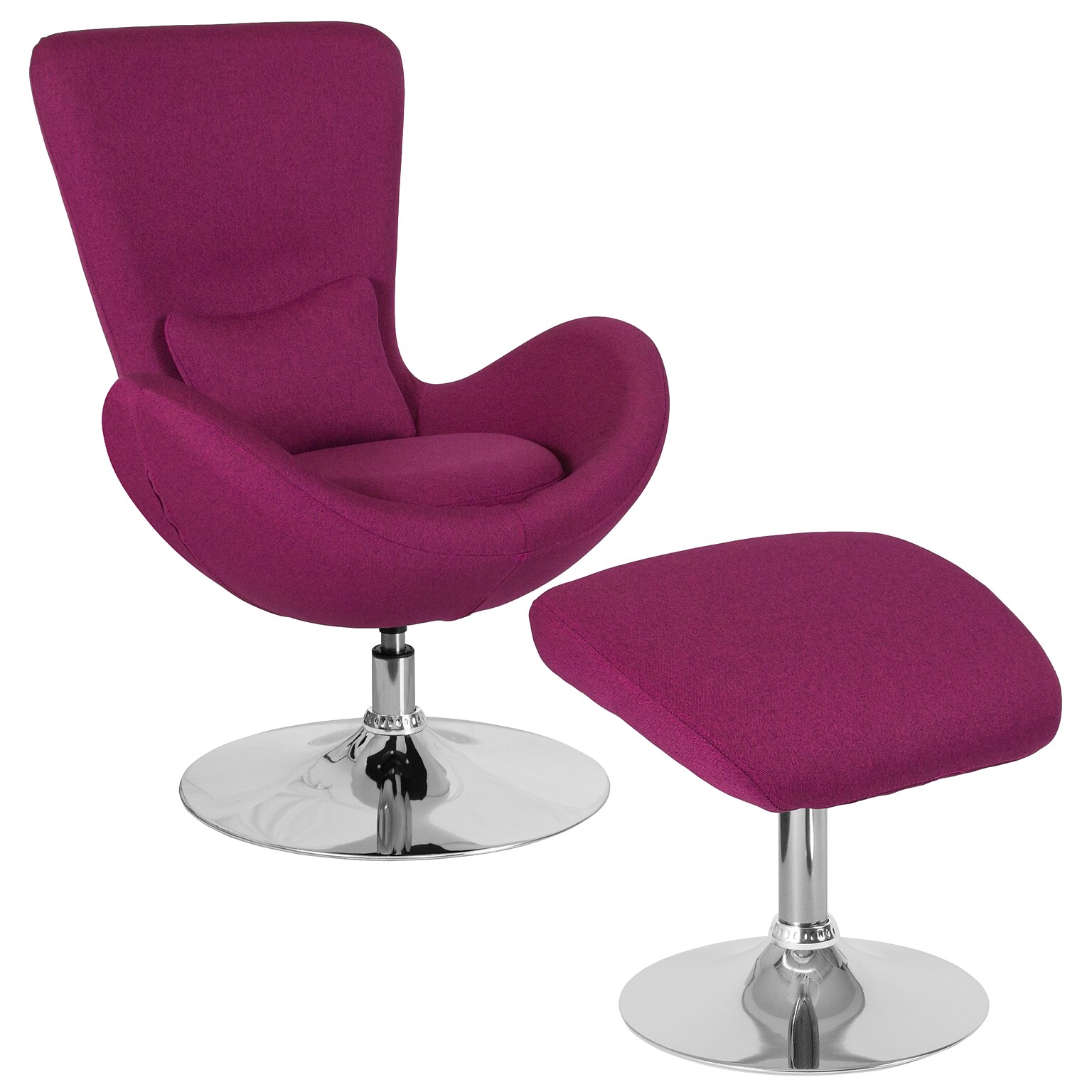 Flash Furniture Egg Series Fabric Reception Chair with Ottoman, Magenta (CH162430COMGFAB)