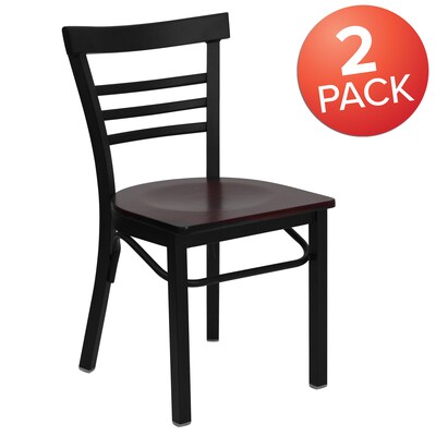 Flash Furniture HERCULES Series Traditional Metal/Wood Restaurant Dining Chair, Black/Mahogany Wood, 2/Pack (2XU6Q6B1LADMAW)