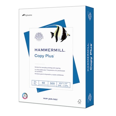 Hammermill White 92 Bright Copy Plus Print Paper, 8.5 x 11 inch - 500  sheets per ream -- 5 reams per case