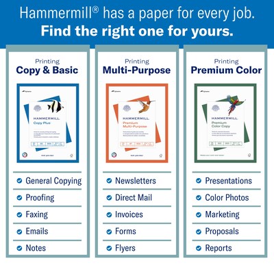 Hammermill Premium Color Copy 100 lb. Cover Paper, 8.5" x 11", White, 250  Sheets/Ream (HAM120024R) | Quill.com