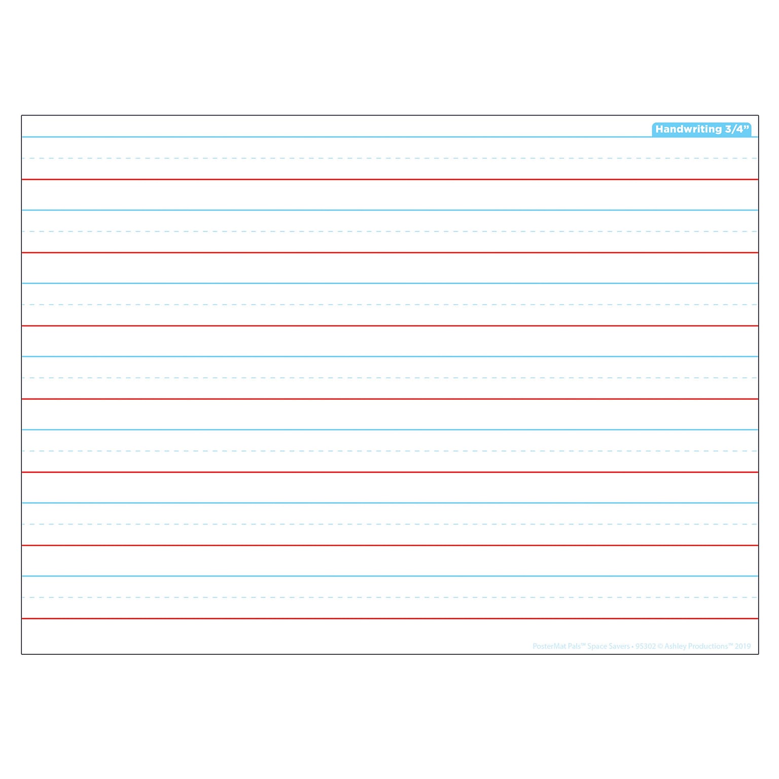 Ashley Productions Smart Poly Space Savers 13 x 9.5 Handwriting 3/4 PosterMat Pals, Single Sided (ASH95302)