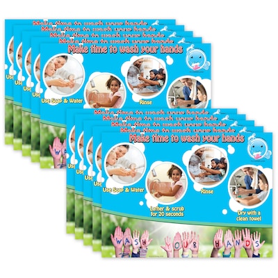 Ashley Productions Smart Poly Space Savers 13 x 9.5 Make Time To Wash Your Hands PosterMat Pals, P