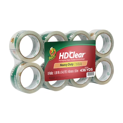 Duck HD Clear Heavy Duty Packing Tape, 1.88" x 54.6 yds., Clear, 8/Pack (282195)