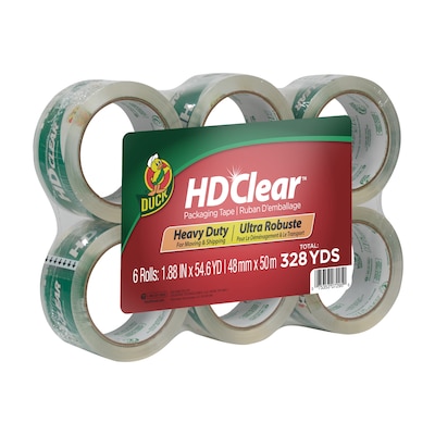 Duck HD Clear Heavy Duty Packing Tape, 1.88" x 54.6 yds., Clear, 6/Pack (441962/7295)