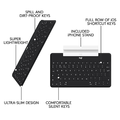 Logitech Keys-to-Go Ultra-Portable Keyboard For iPhone, iPad, and Apple TV,  Black | Quill.com
