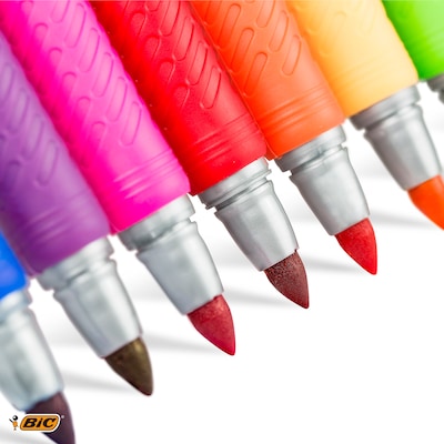 BIC Marking Permanent Markers Medium Bullet Tip - Assorted Intense Colours,  Pack of 12 BIC