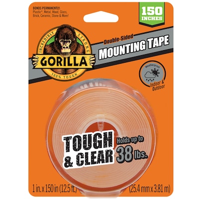 Gorilla Tough & Clear Double-Sided Mounting Tape, 1 x 150, Clear (6036002)