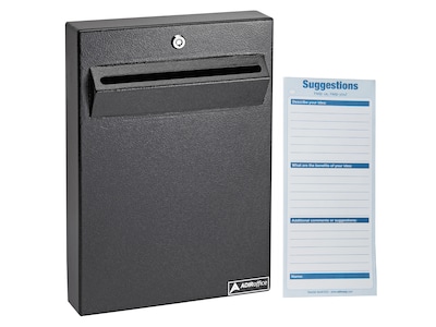 AdirOffice Wall-Mounted Weatherproof Drop Box Mailbox, Large, Black (631-14-BLK-PKG)
