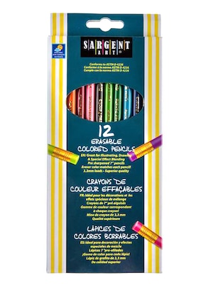 Sargent Art Erasable Colored Pencils, 12/Pack (66547-PK12)