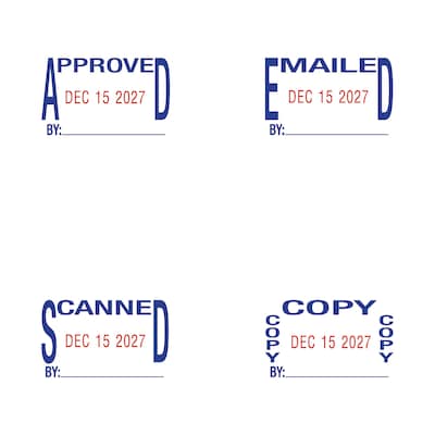 Trodat Printy 4756/4L Economy 5-in-1 Message and Date Stamp, Self-Inking, 1 x 1.63, Blue/Red ink