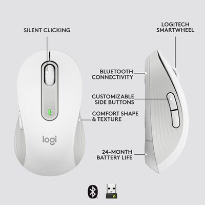Logitech Signature M650 Lg for Business Wireless Optical USB Mouse,  Off-White (910-006347) | Quill.com