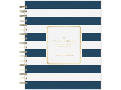 2023 Blue Sky Day Designer Navy Stripe 8 x 10 Daily & Monthly Planner, Multicolor (103622-23)