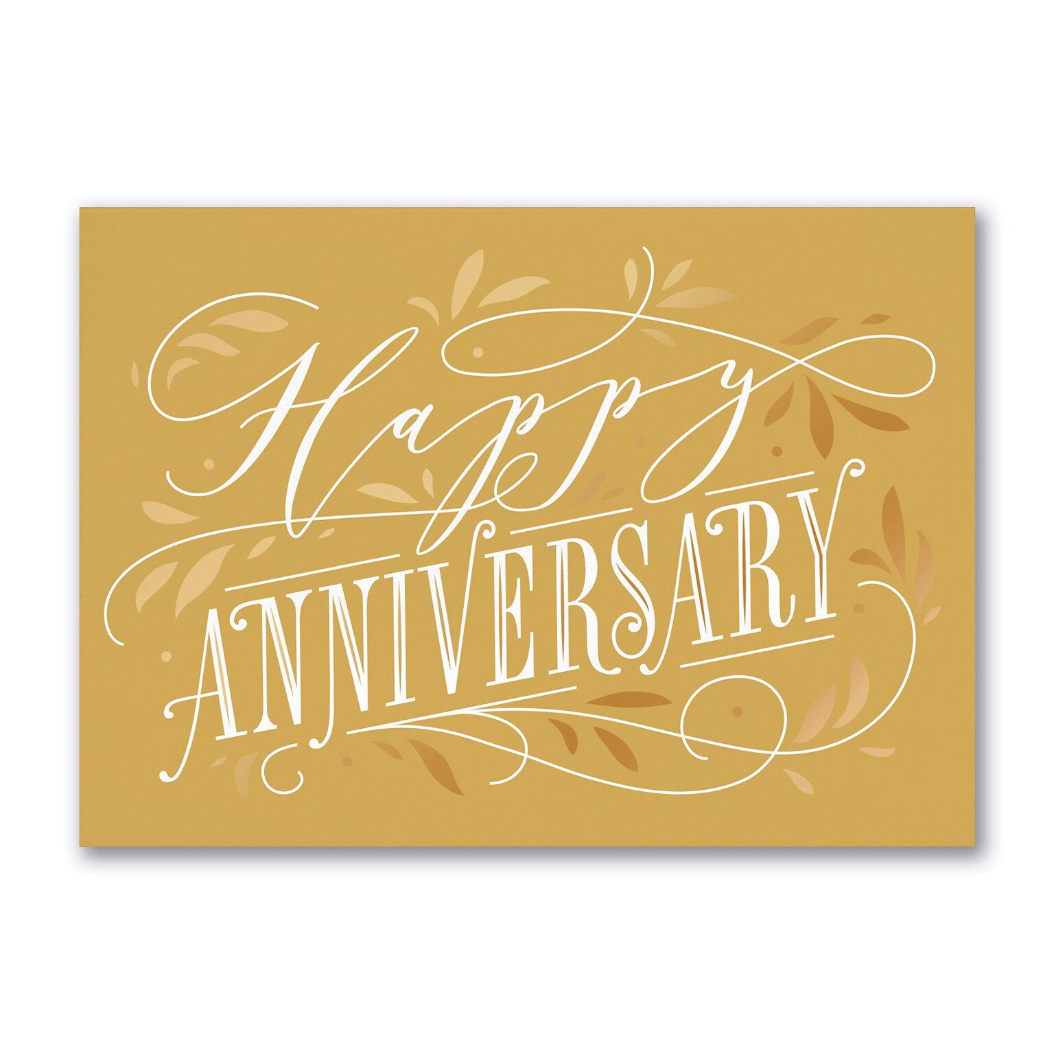 Custom Golden Anniversary Flourish Cards, with Envelopes ,7 7/8 x 5 5/8 Anniversary Card, 25 Cards per Set