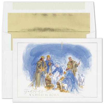 Custom Watercolor Glow Cards, with Envelopes, 7 7/8 x 5 5/8 Holiday Card, 25 Cards per Set