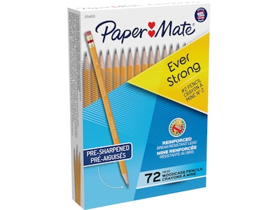 Paper Mate EverStrong Erasable Woodcase Pencil, Black, 72/Box (2154955)