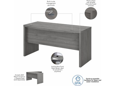 Bush Business Furniture Echo 60"W Bow Front Desk, Modern Gray (KI60405-03)