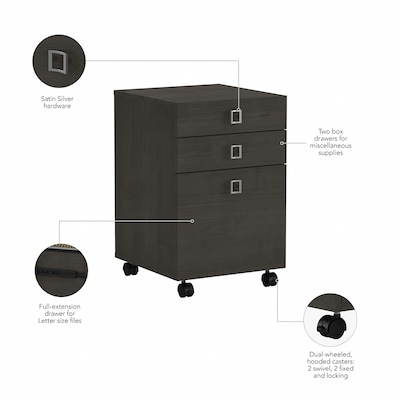 Bush Business Furniture Echo 3 Drawer Mobile File Cabinet, Charcoal Maple (KI60301-03)